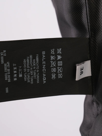 Excellent Balenciaga Black Leather Jacket with Shearling Collar, Size S