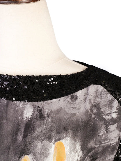 NEW Tsumori Chisato Abstract Silk Dress Size L with Sequins