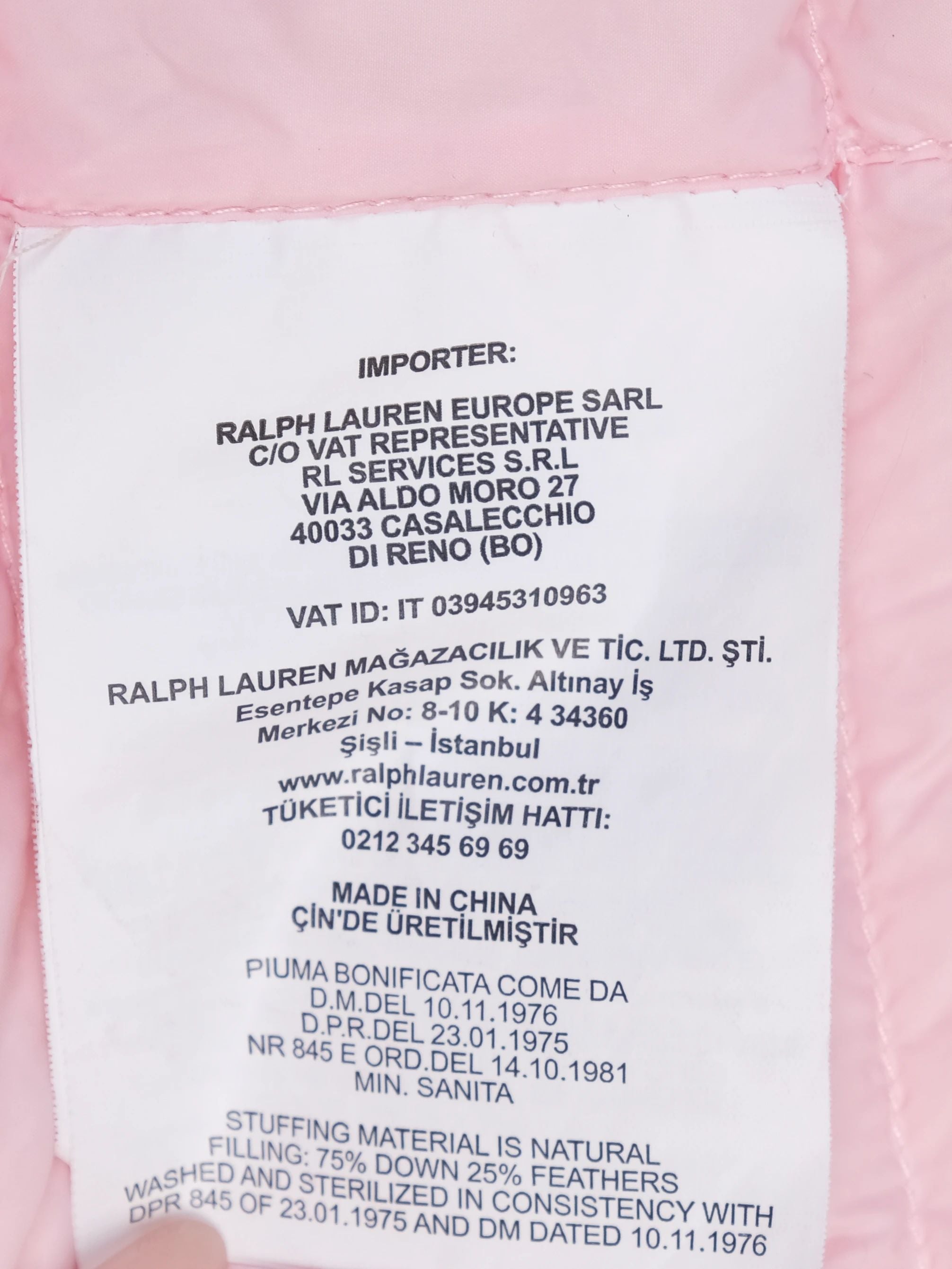 Excellent Ralph Lauren Pink Nylon Puffer Jacket for Babies Size 1