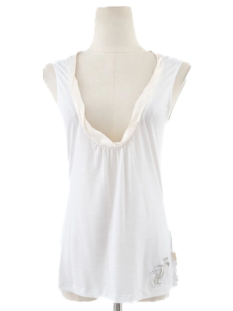 Trussardi White Lyocell Sleeveless Top Size L Excellent Condition