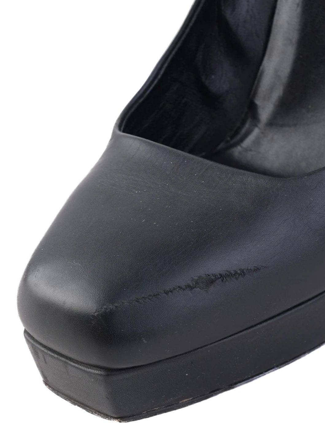 Excellent Gucci Black Leather High-Heeled Platform Shoes Size 36.5