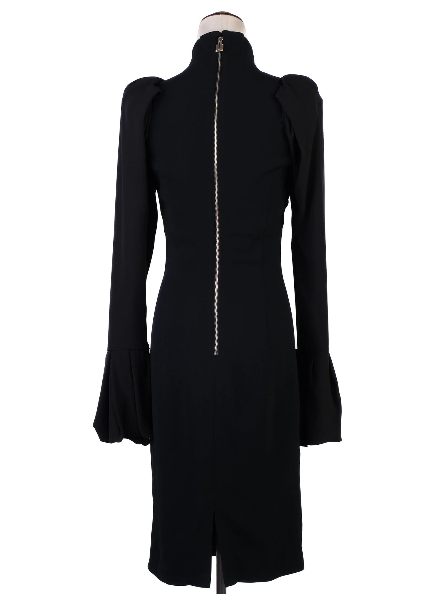 Excellent Elisabetta Franchi Black Long Sleeve Dress High Collar