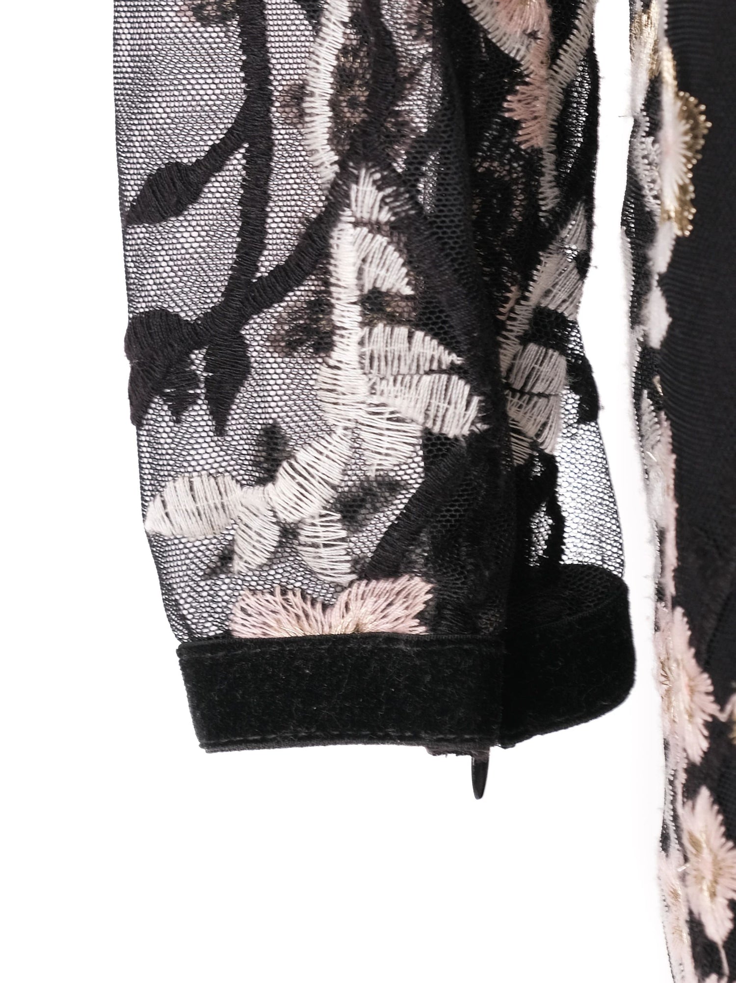 Excellent Bronx&amp;Banco Black Floral Dress with Sheer Sleeves, Size M