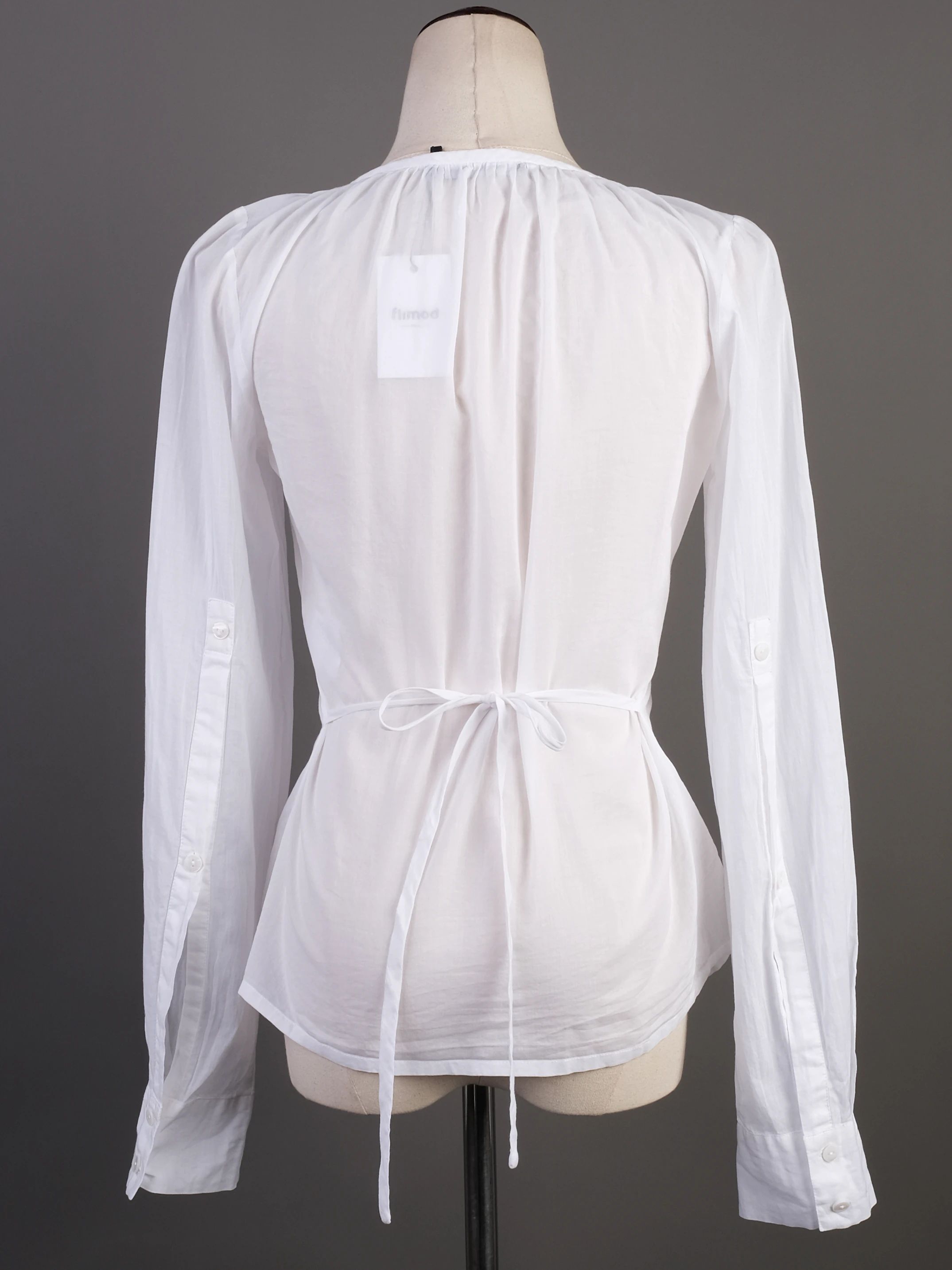 EXCELLENT Plein Sud White Cotton Blouse with Tie Front Design
