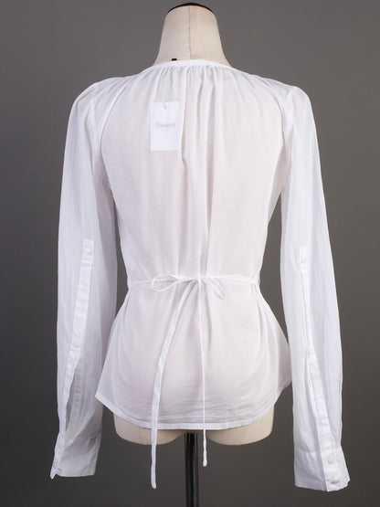 EXCELLENT Plein Sud White Cotton Blouse with Tie Front Design