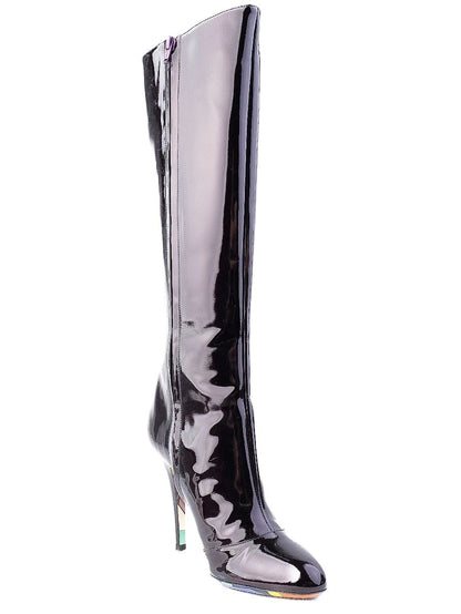 Excellent Emilio Pucci Black Leather High-Heeled Boot Size 38