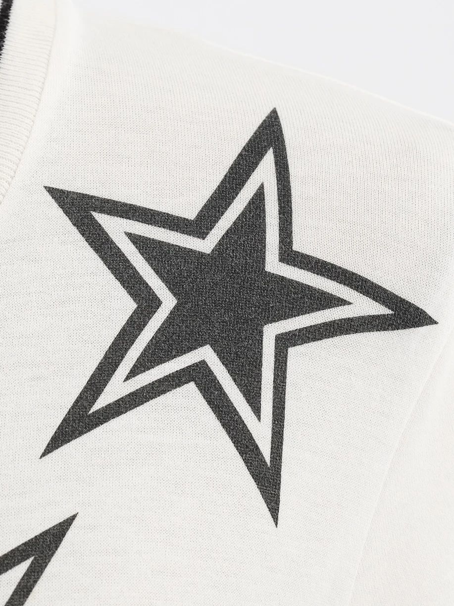 Excellent Dolce Gabbana White Cotton T-Shirt Size XS with Stars Design