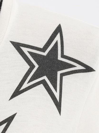 Excellent Dolce Gabbana White Cotton T-Shirt Size XS with Stars Design