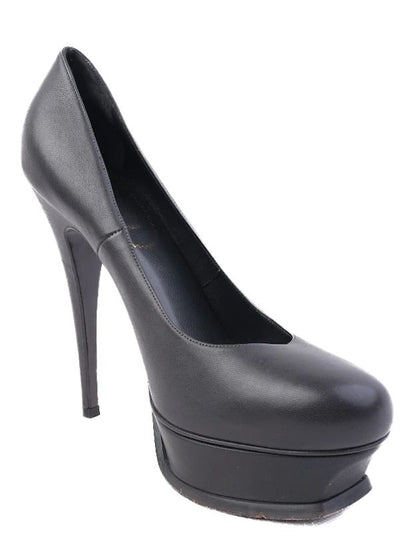 Good Yves Saint Laurent Gray Leather High-Heeled Platform Shoes