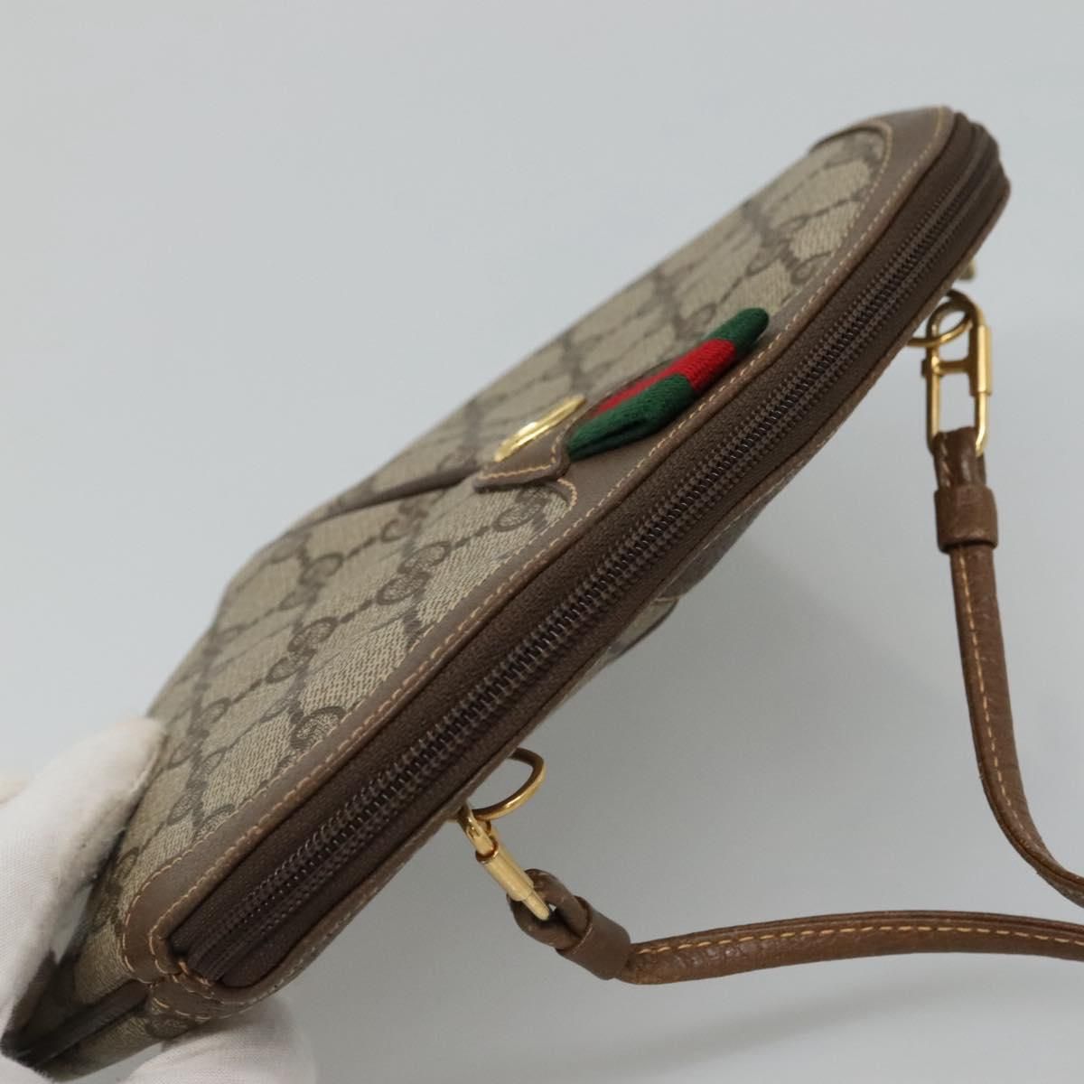 Gucci Gg Supreme Web Sherry Line Shoulder Bag Pvc Beige Red Green Auth