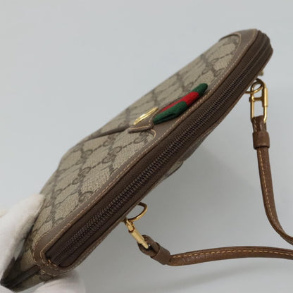 Gucci Gg Supreme Web Sherry Line Shoulder Bag Pvc Beige Red Green Auth
