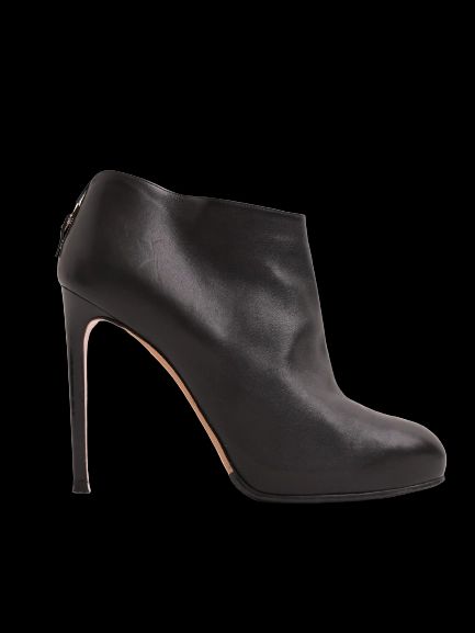 Excellent Salvatore Ferragamo Black Leather High-Heeled Ankle Boots Size 40