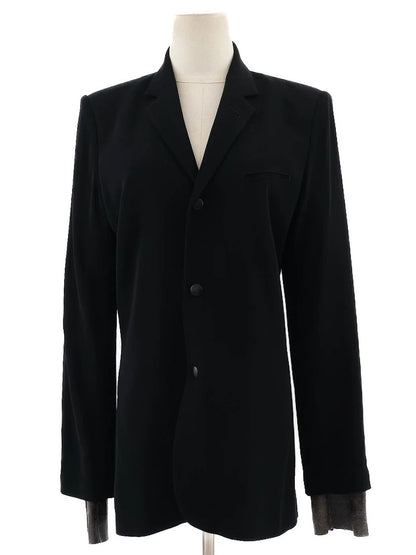 Excellent Jean-Paul Gaultier Black Wool Blazer Size XL for Women