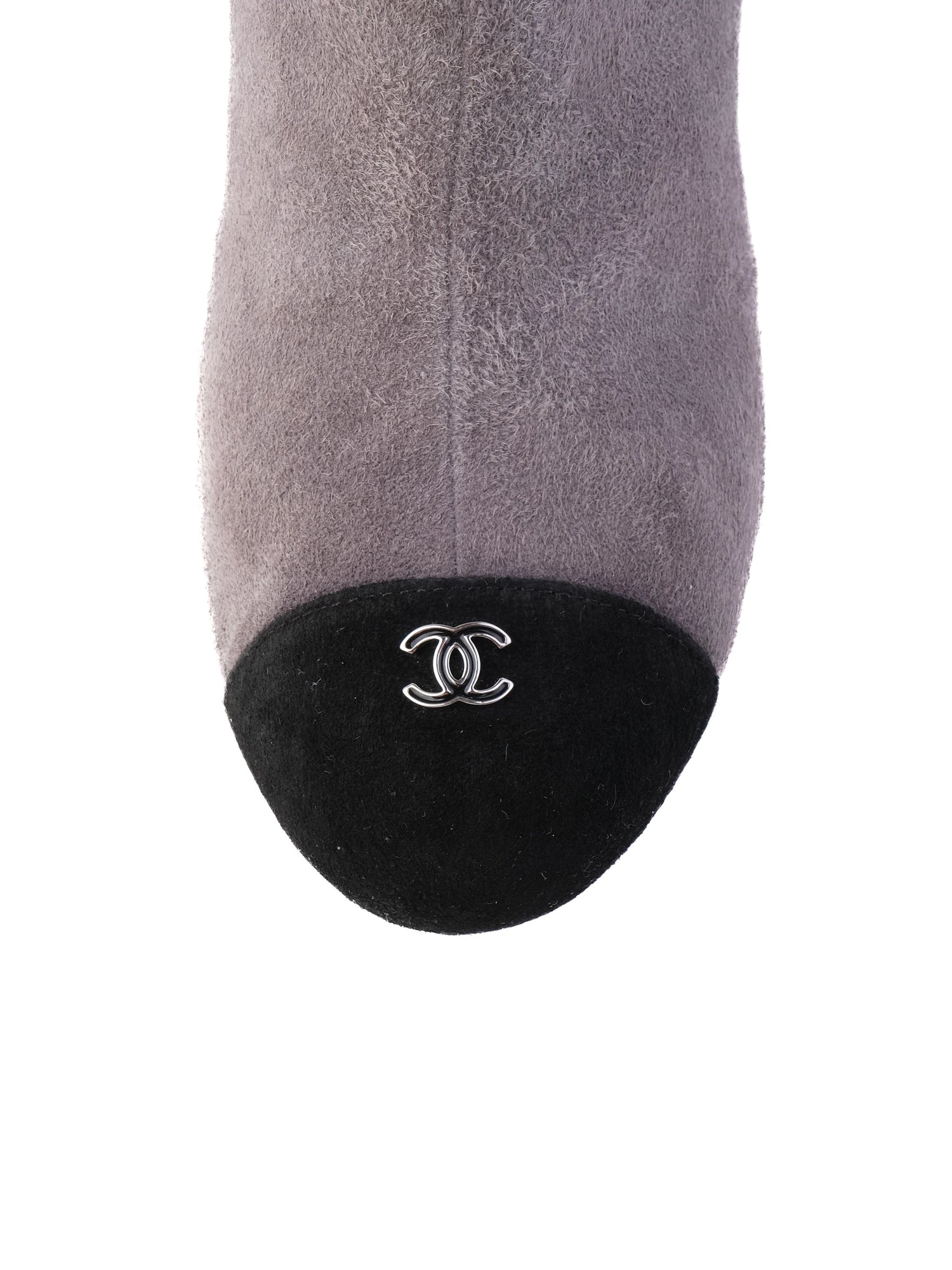 Excellent Chanel Gray Leather High-Heeled Ankle Boots Size 40