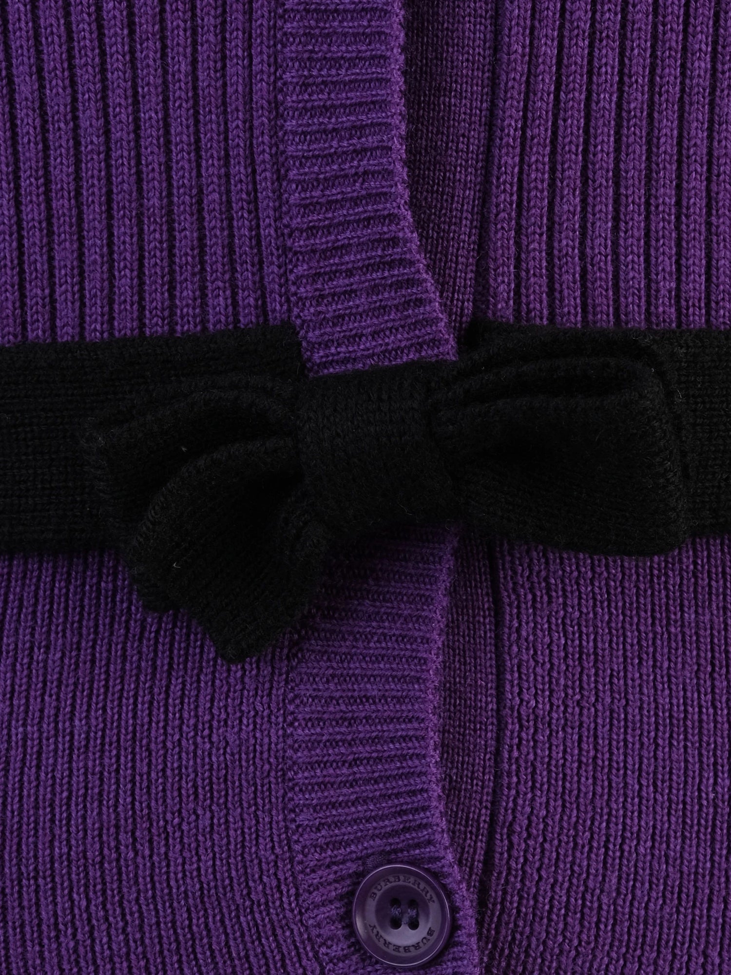 Excellent Burberry Purple Wool Cardigan with Bow Belt Size 12 for Kids