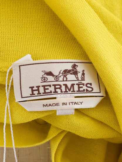 Excellent Hermes Yellow Wool Polo Shirt Size L for Men