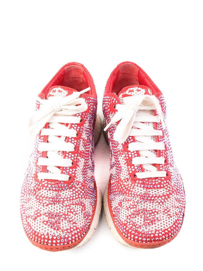 Excellent Lesilla Red Rhinestone Sneakers Women&