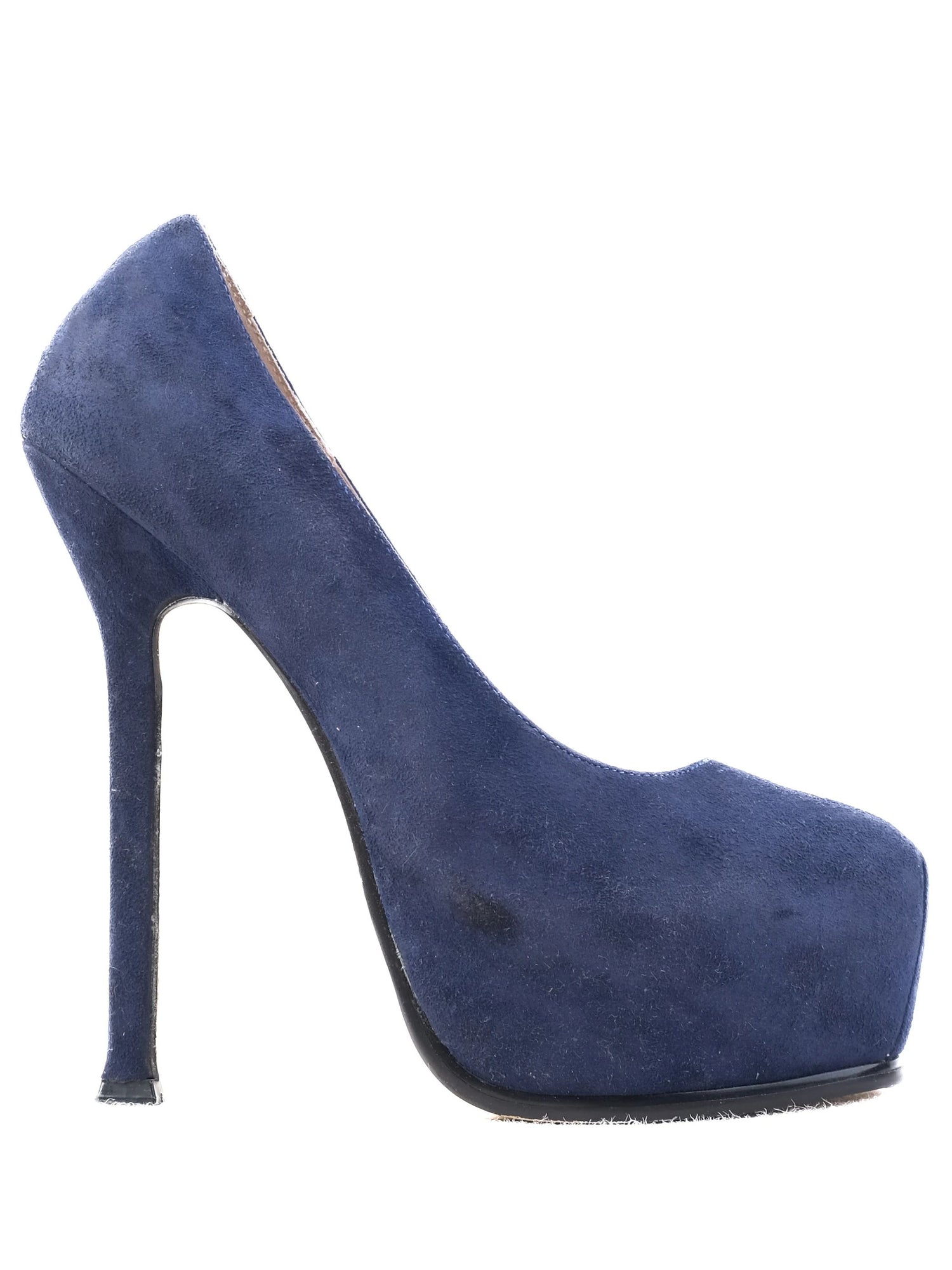 Excellent Yves Saint Laurent Blue Leather High-Heeled Pumps Size 34