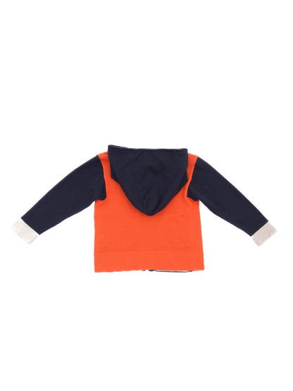Excellent Dior Kids Hooded Sweater Size 4 Navy Orange Wool