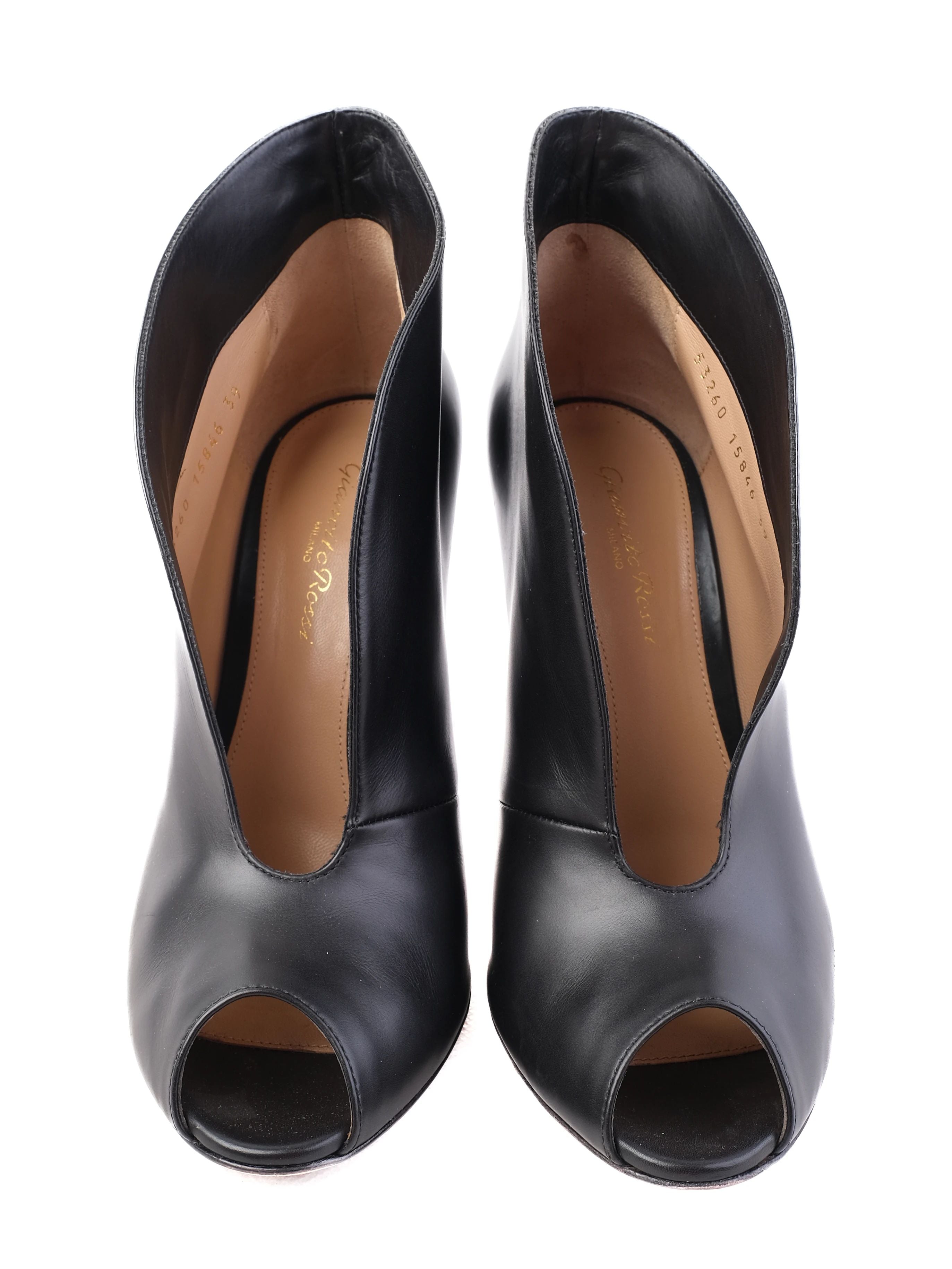 Excellent Gianvito Rossi Black Leather High-Heeled Ankle Boots Size 39