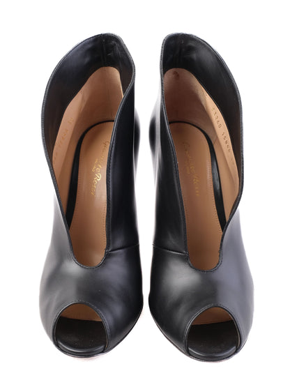 Excellent Gianvito Rossi Black Leather High-Heeled Ankle Boots Size 39