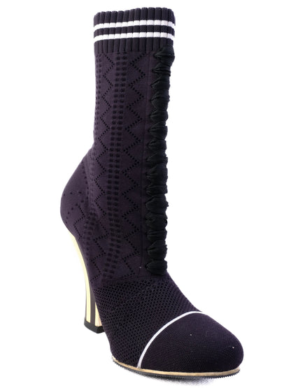 Excellent Fendi Black High-Heeled Sock Boot Shoes Size 37.5