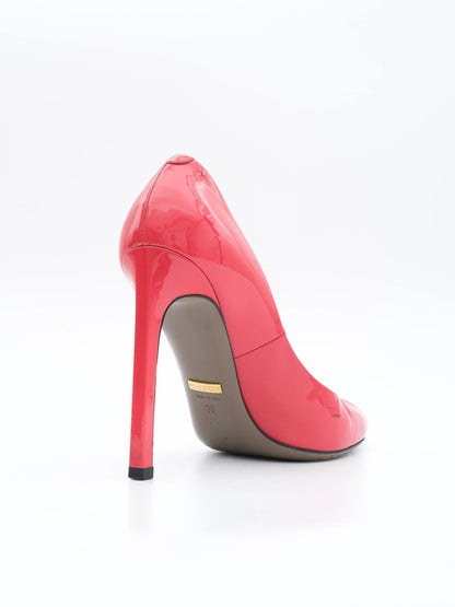 Excellent Gucci Red Leather Peep-Toe Stiletto Heels Size 36