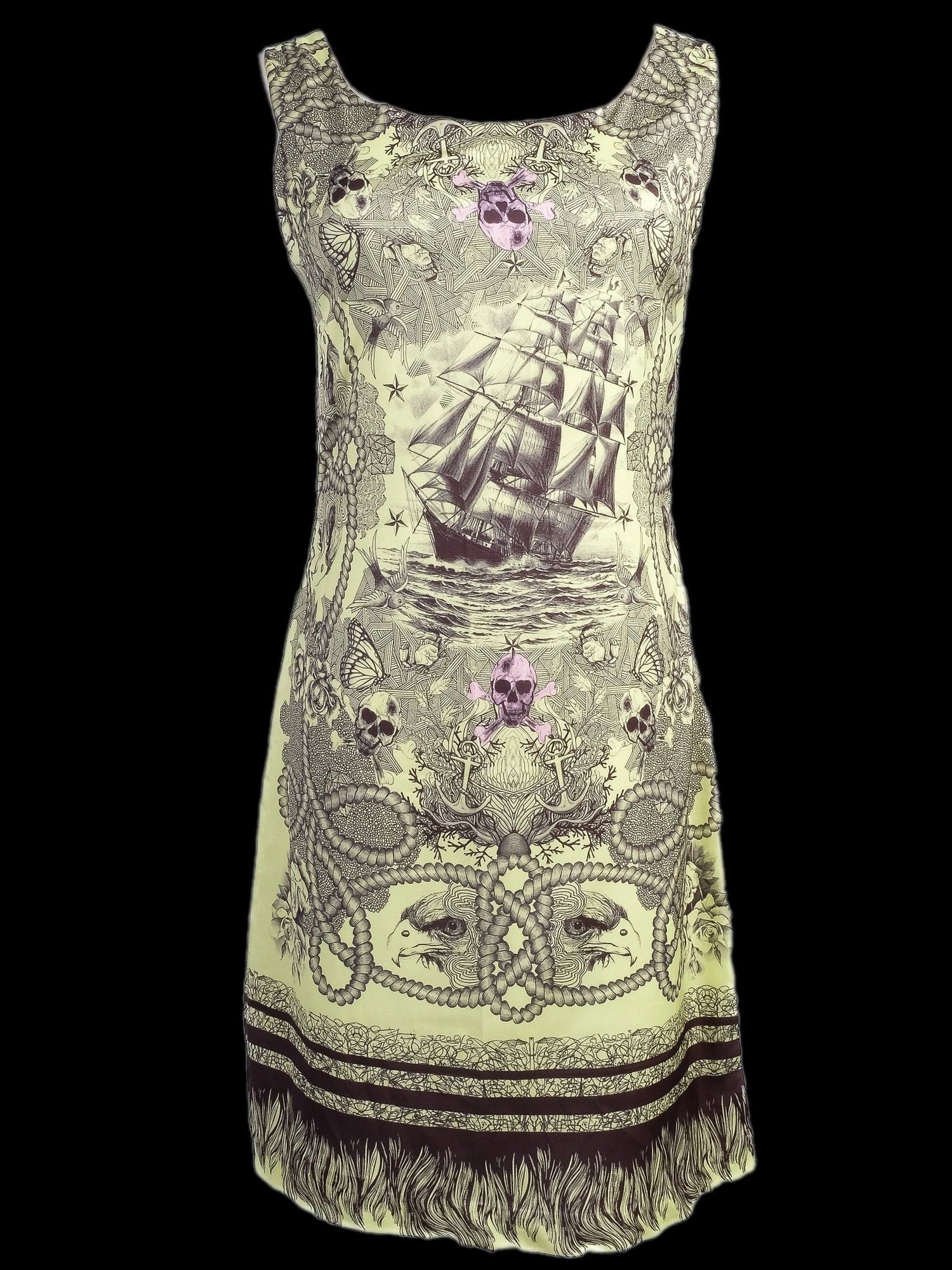 Excellent Alexander McQueen Sleeveless Dress Silk Combined Color