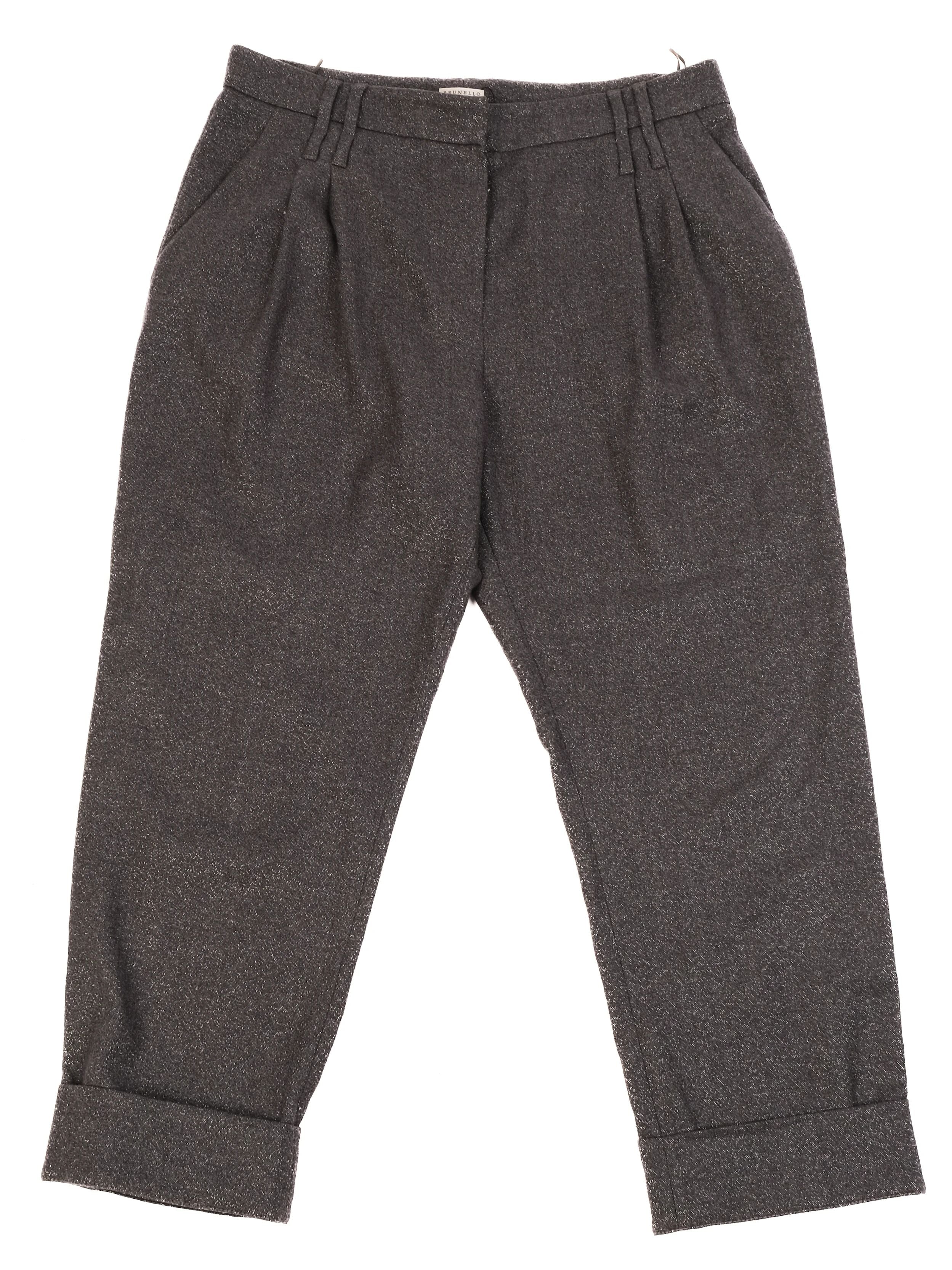Excellent Brunello Cucinelli Gray Wool Pants Size L Made in Italy