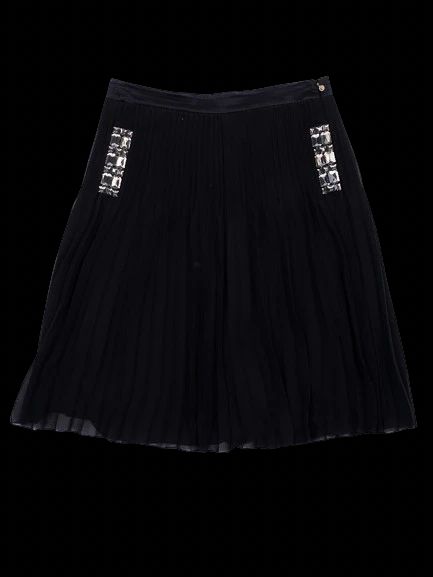 Excellent Just Cavalli Black Pleated Skirt with Embellishments
