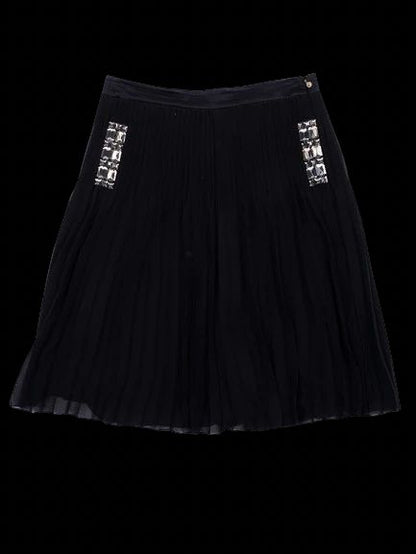 Excellent Just Cavalli Black Pleated Skirt with Embellishments