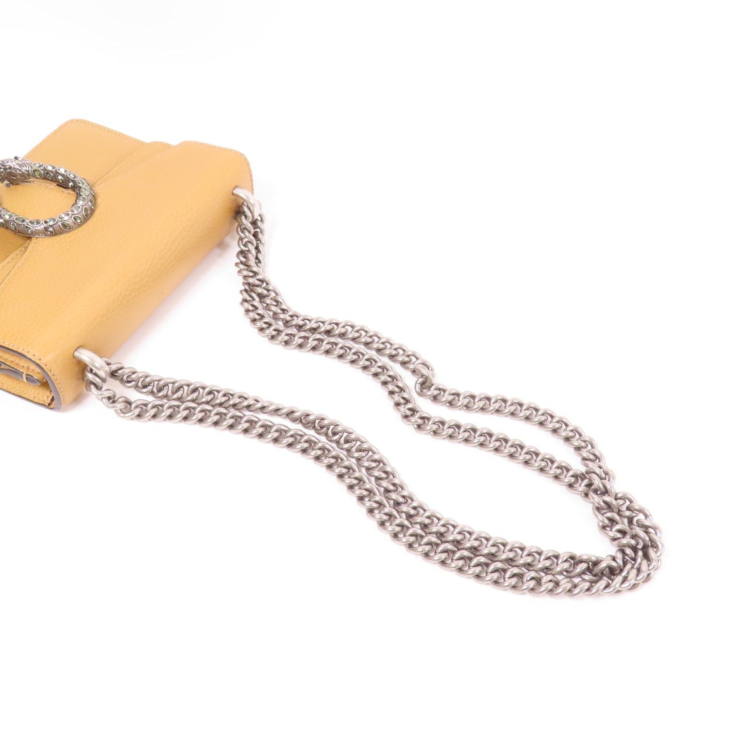 Gucci Cowhide Leather Dionysus Silver Shoulder Bag Brown Beige Calfskin (cowhide) 421970 Caogn 2893