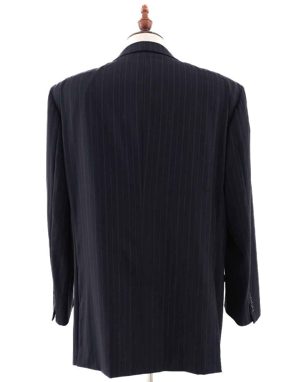 Excellent BRIONI Black Wool Pinstripe Suit Jacket Size XL