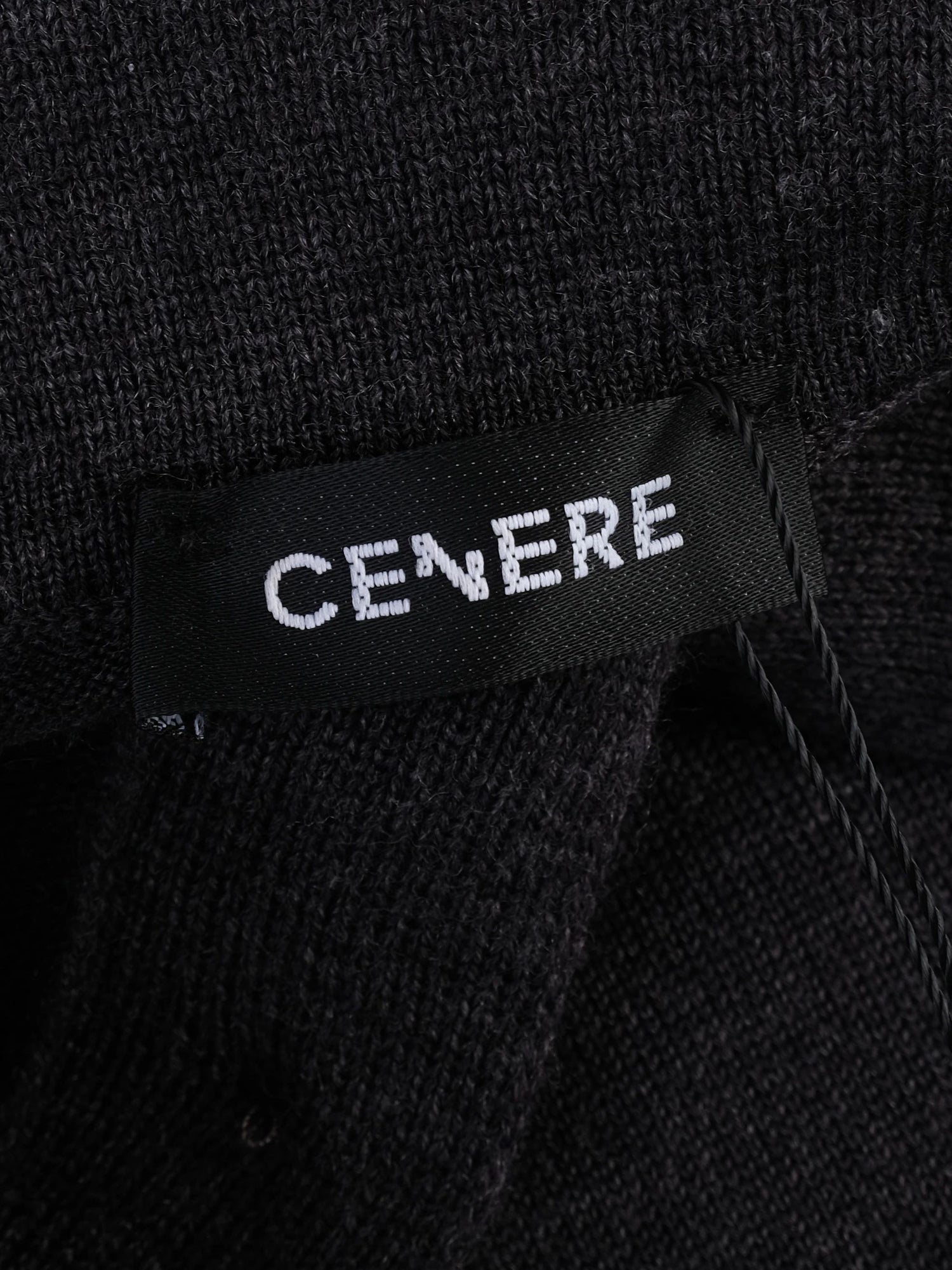 Excellent Cenere Gray Wool Long-Sleeved Polo Shirt Size L for Men