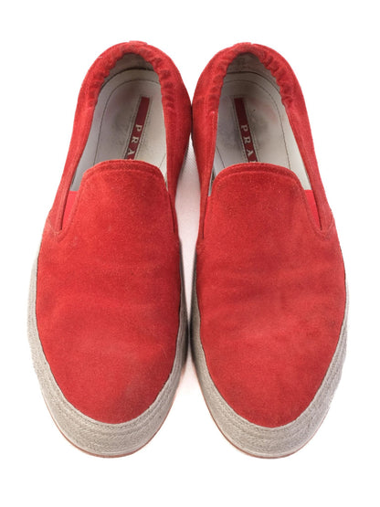 Excellent Prada Red Suede Slip-On Shoes Size 42 for Men