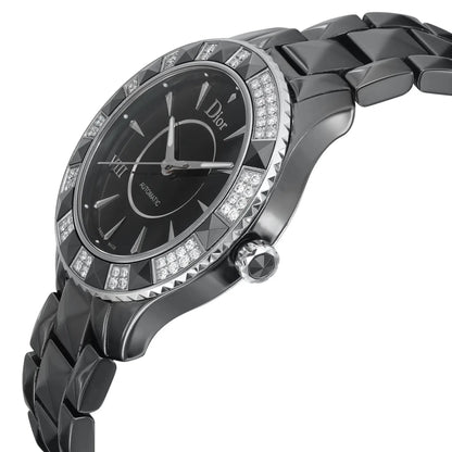 Christian Dior VIII Steel Ceramic Diamonds Black Dial Ladies Watch CD1245E1C001