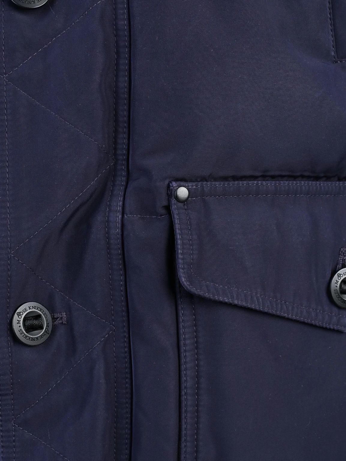 Excellent Moose Knuckles Navy Blue Parka Jacket with Fur Trim Size L