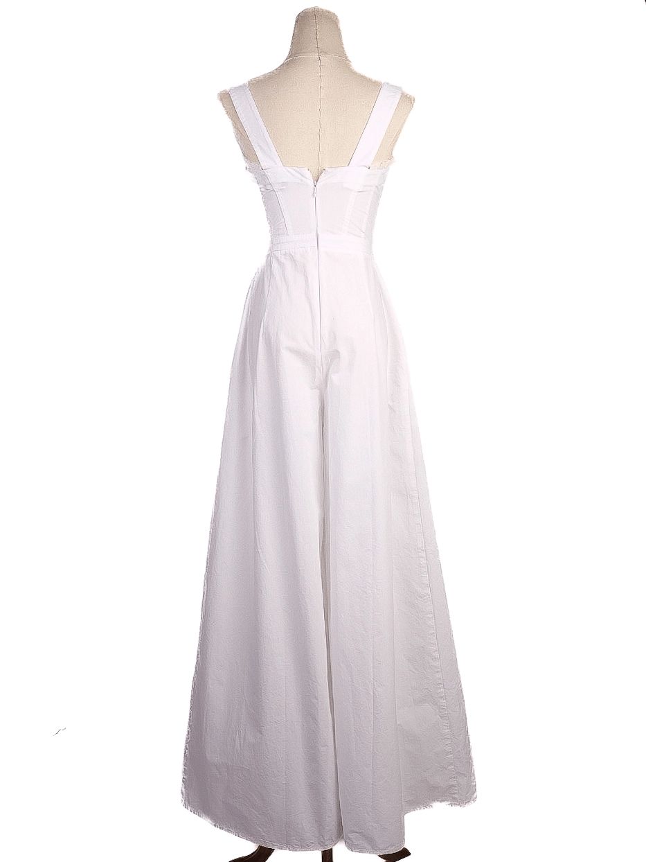 Perfect Elisabetta Franchi White Ruffled Jumpsuit Size 40