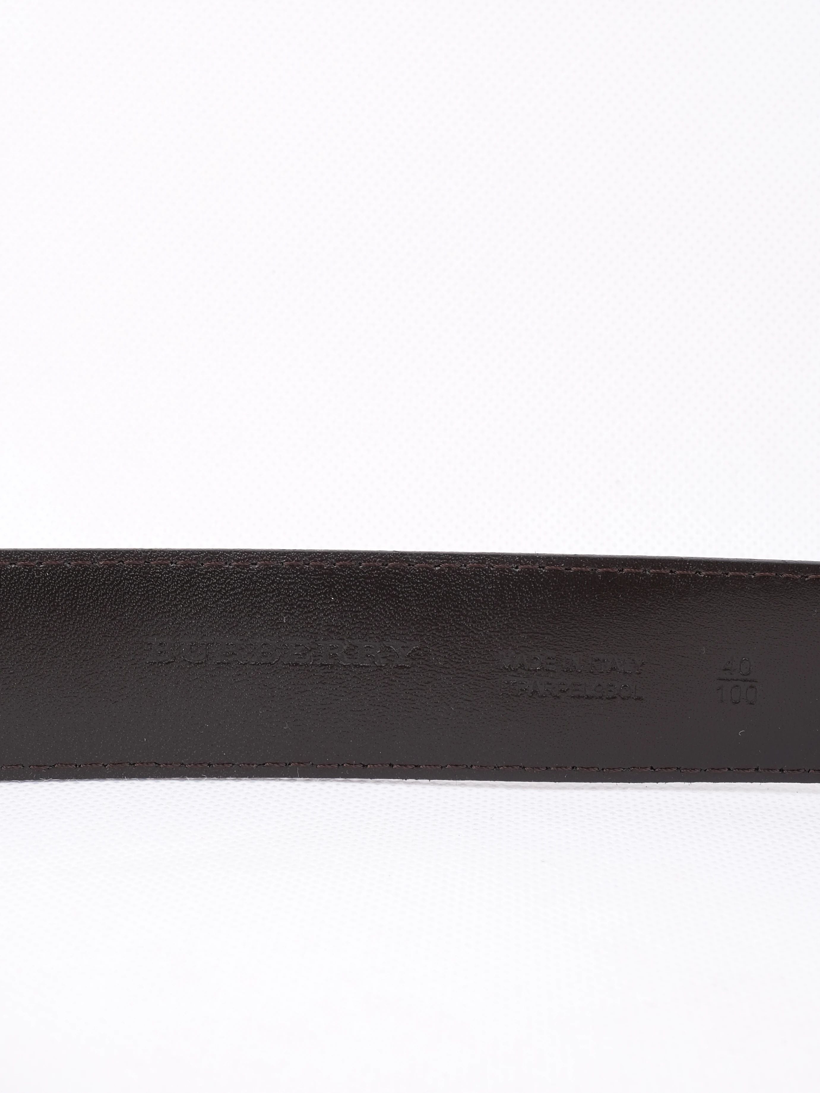 Perfect Burberry Check Leather Belt with Gold Buckle