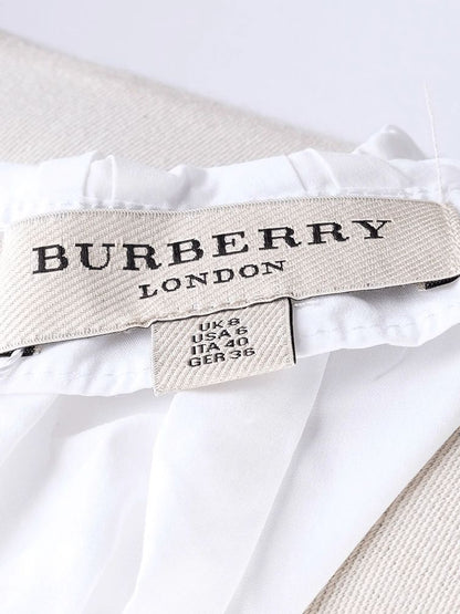 Excellent Burberry White Sleeveless Blouse M Cotton High Neck