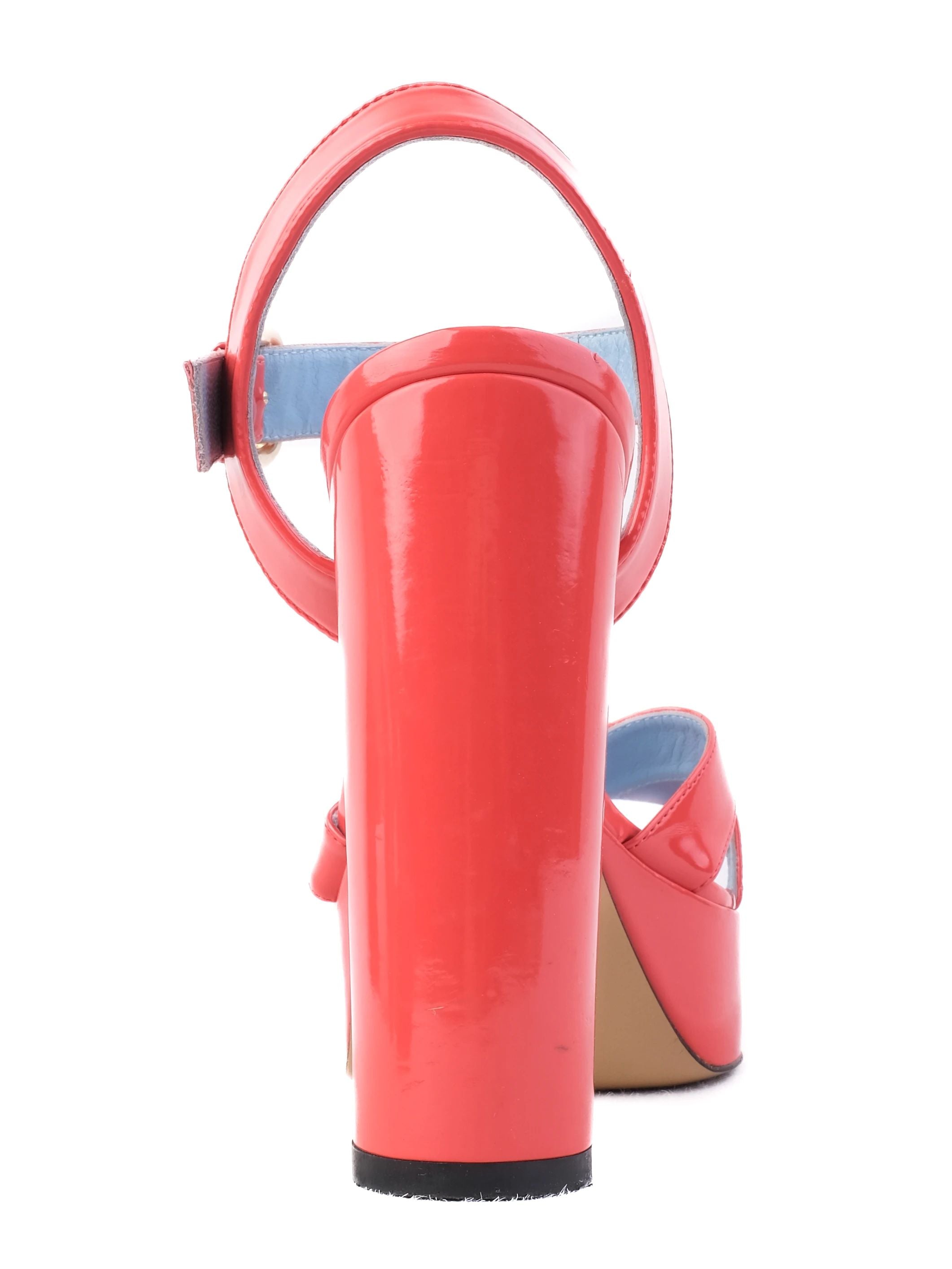 Excellent Pollini Red Leather High-Heeled Sandals Size 37