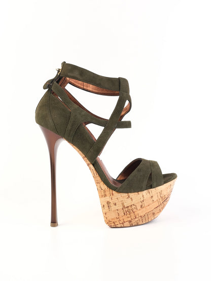 Excellent Gianmarco Lorenzi Gray Leather High-Heeled Platform Shoes Size 38