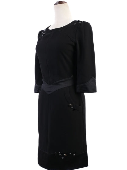 EXCELLENT Moschino Black Triacetate Dress XS with Embellishments