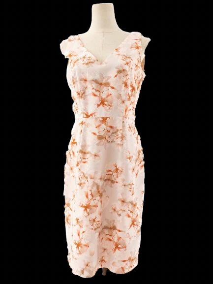 NEW Max Mara Floral Sleeveless Dress M Orange Beige Cotton