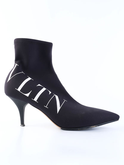 EXCELLENT Valentino Blue Fabric Ankle Boots Size 39 with Stiletto Heel