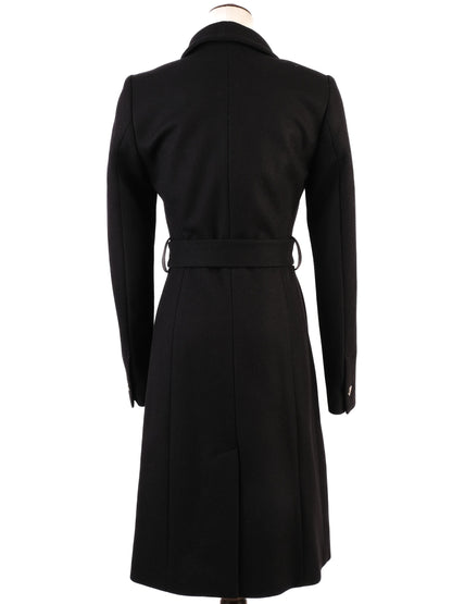NEW Ted Baker Black Wool Coat XS with Lapel and Waist Tie