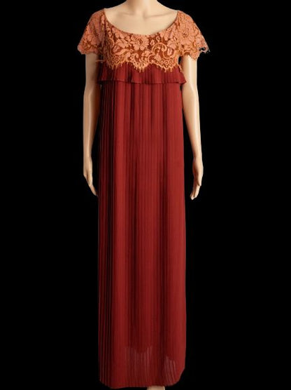 TWINSET Red Dress XS Lace Bodice Pleated Skirt Good Condition