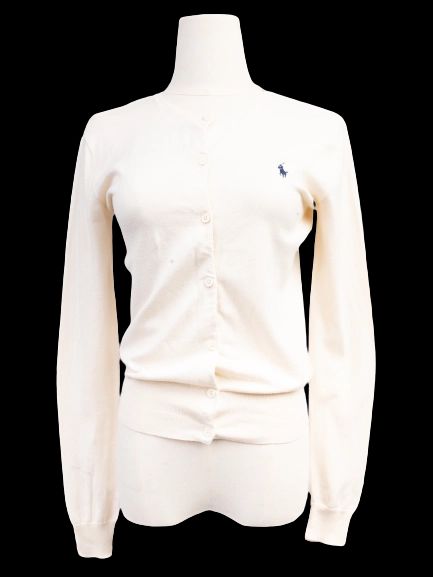 Excellent Polo Ralph Lauren White Long-Sleeve Sweater 100% Pima Cotton