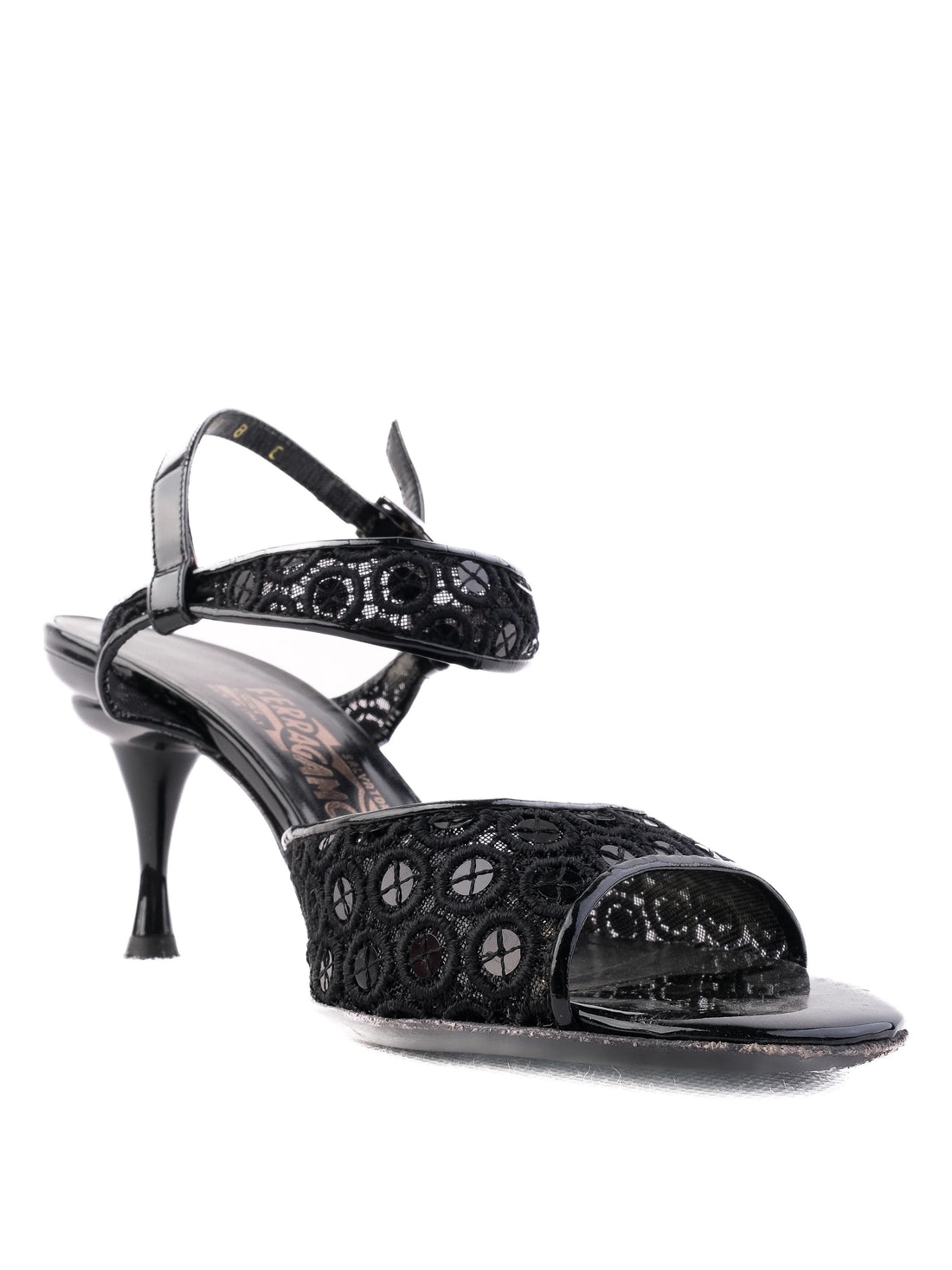 Excellent Salvatore Ferragamo Black High-Heeled Sandals Size 38