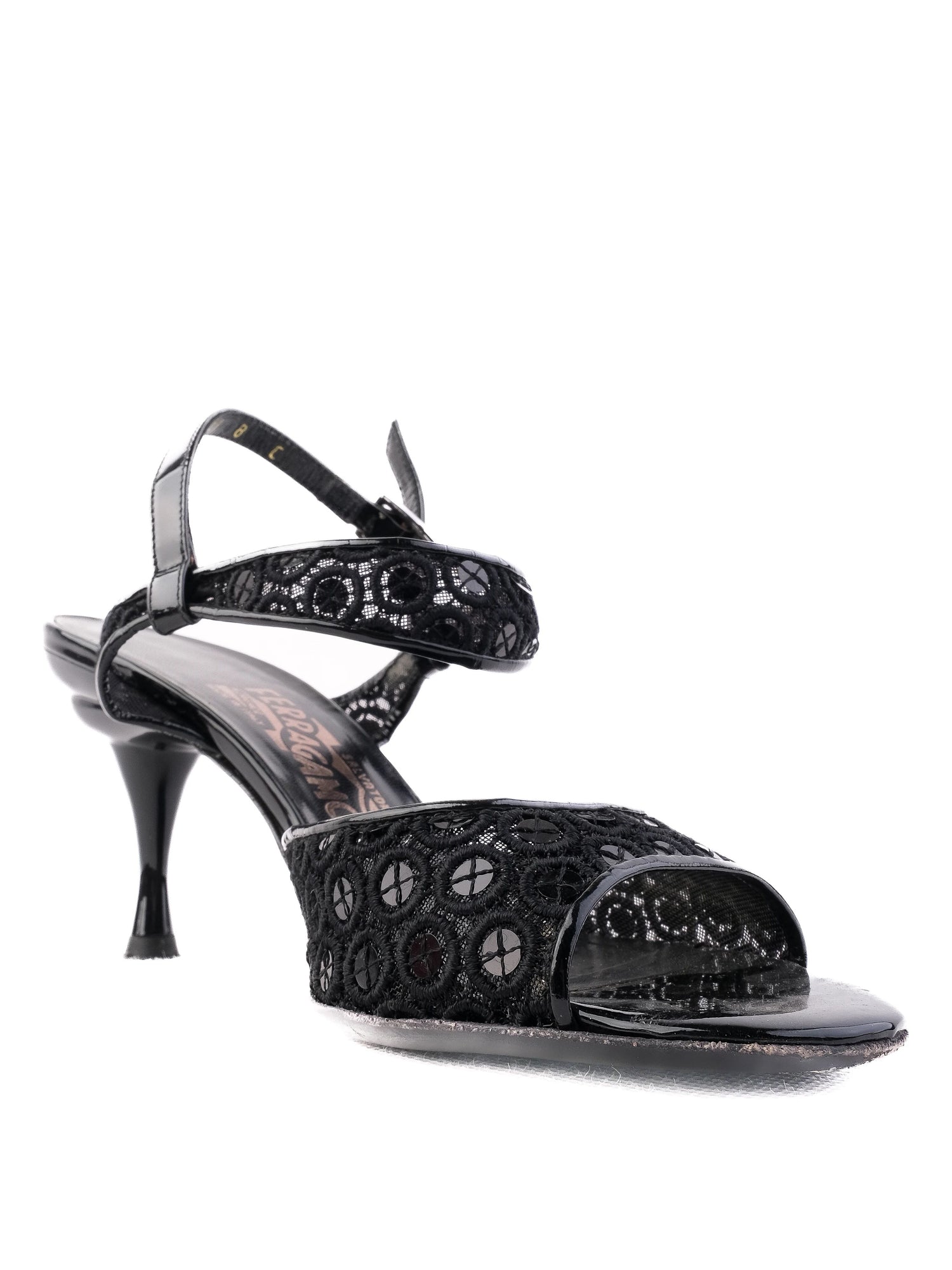 Excellent Salvatore Ferragamo Black High-Heeled Sandals Size 38